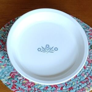 Corning Ware Cornflower Blue Pie Plate P-309 White 9 Inch